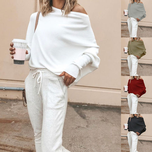 Dame Oversized Sweatshirt med Asymmetrisk Utringning og Avslappet Passform Skjora