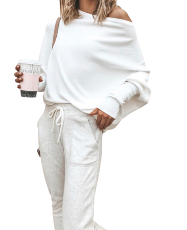 Dame Oversized Sweatshirt med Asymmetrisk Utringning og Avslappet Passform Skjora