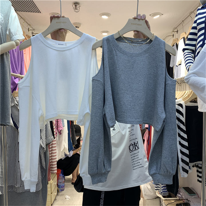 Kvinnenes casual crop topp med lange ermer
