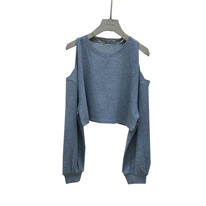 Kvinnenes casual crop topp med lange ermer