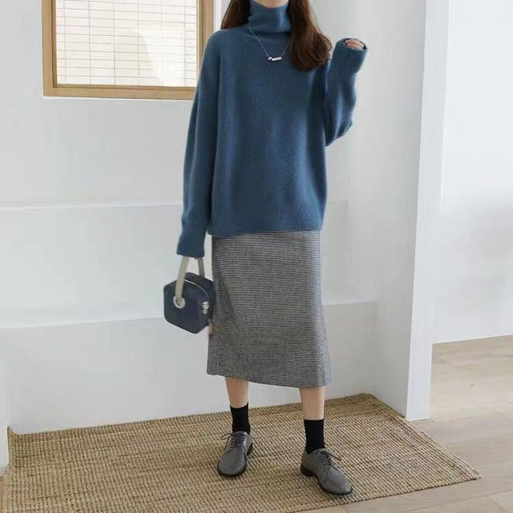 Dames chunky strikkegenser med høy hals og oversized passform Skjora