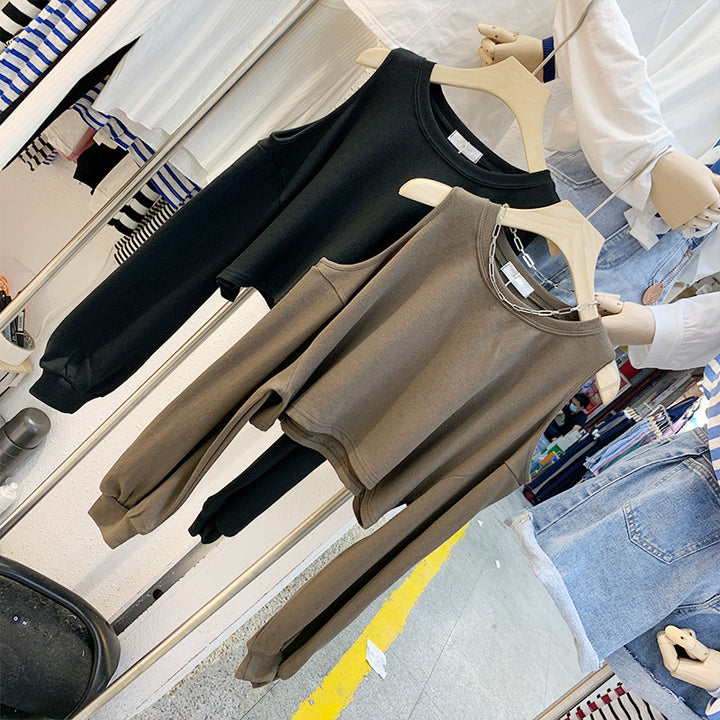 Kvinnenes casual crop topp med lange ermer
