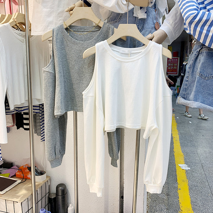Kvinnenes casual crop topp med lange ermer