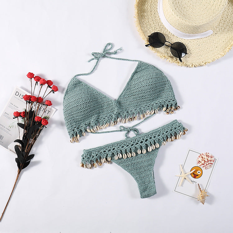 Damen Häkel-Bikini-Set mit Muscheldetails Skjora