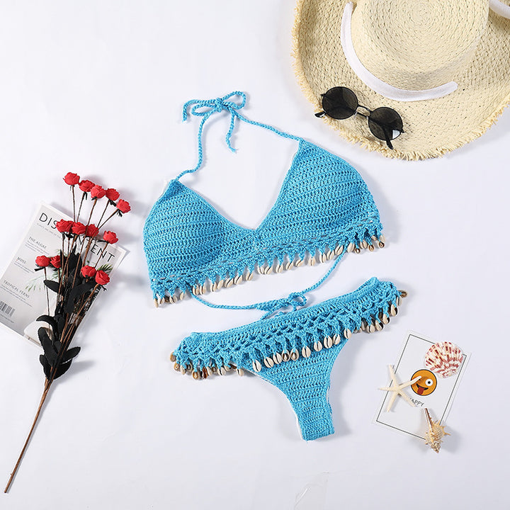 Damen Häkel-Bikini-Set mit Muscheldetails Skjora