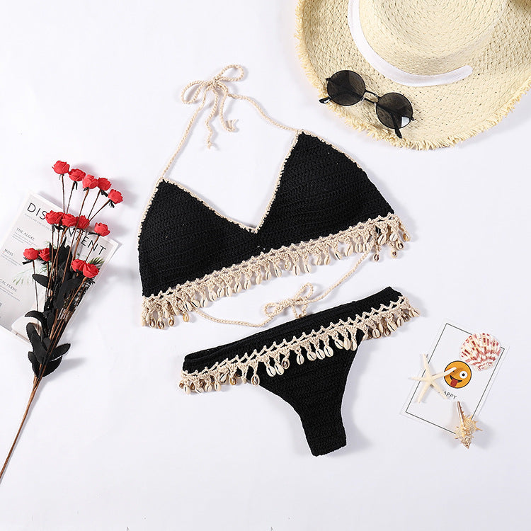 Damen Häkel-Bikini-Set mit Muscheldetails Skjora