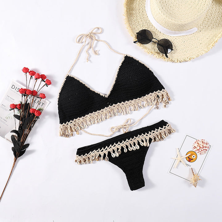 Damen Häkel-Bikini-Set mit Muscheldetails Skjora