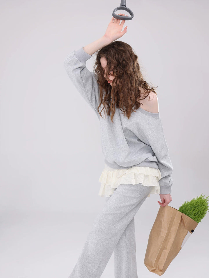 Dame Off-Shoulder Tre-delt Sett med Bukse