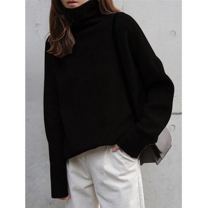 Dames chunky strikkegenser med høy hals og oversized passform Skjora