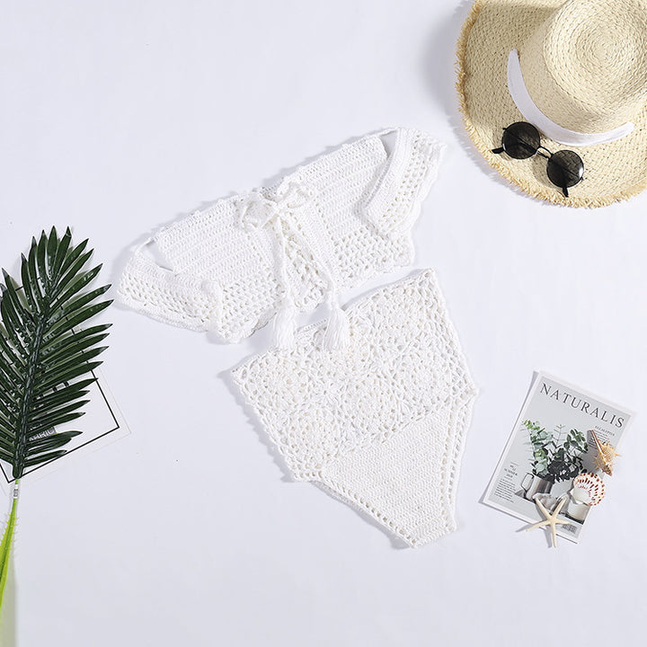 Damen Häkel-Bikini-Set mit dekorativen Fransen und trendigem Oberteil Skjora