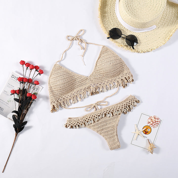 Damen Häkel-Bikini-Set mit Muscheldetails Skjora