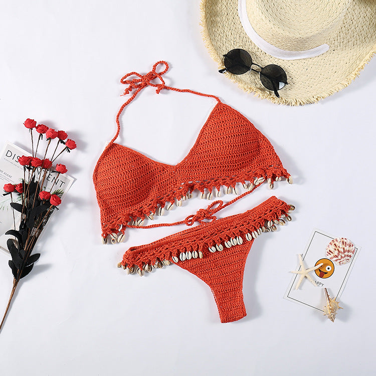 Damen Häkel-Bikini-Set mit Muscheldetails Skjora