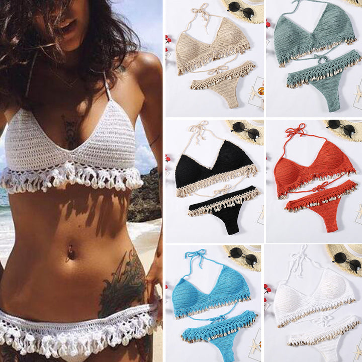 Damen Häkel-Bikini-Set mit Muscheldetails Skjora
