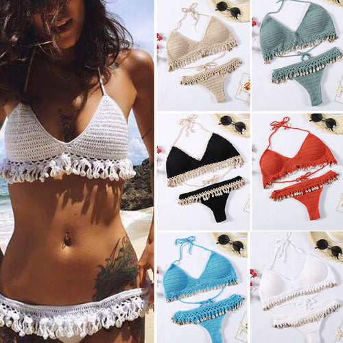 Damen Häkel-Bikini-Set mit Muscheldetails Skjora