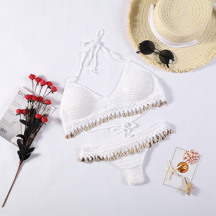 Damen Häkel-Bikini-Set mit Muscheldetails Skjora