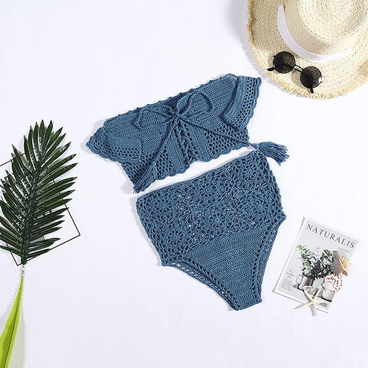 Damen Häkel-Bikini-Set mit dekorativen Fransen und trendigem Oberteil Skjora