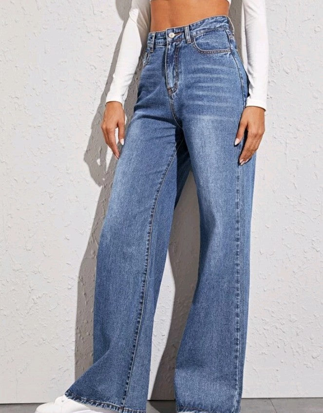 Dame vidt skjærte høyt liv jeans i casual stil Skjora