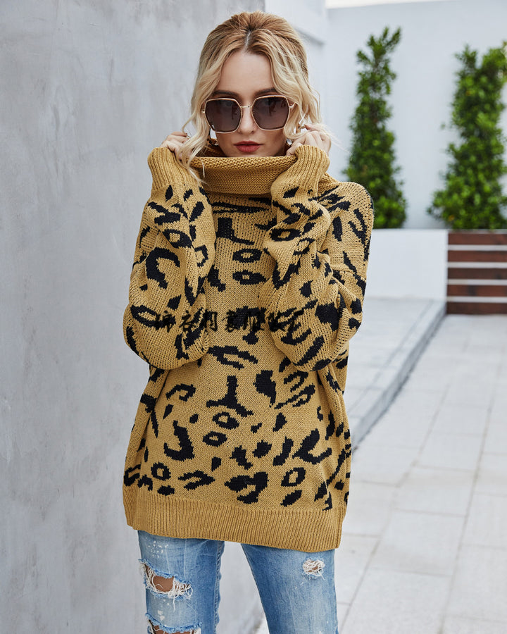 Dame moteriktig genser med leopardmønster Skjora