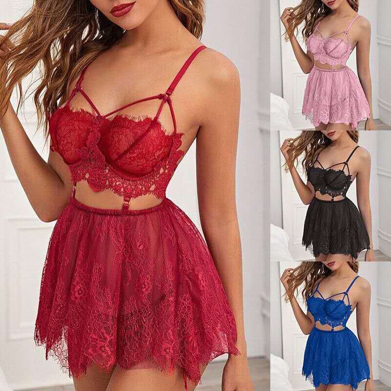 Dame blonde babydoll med forførende detaljer Skjora