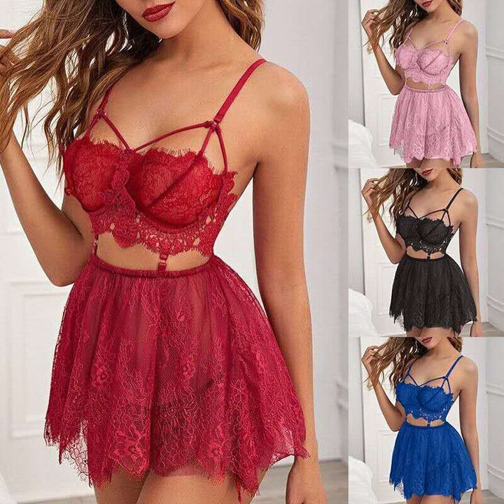 Dame blonde babydoll med forførende detaljer Skjora