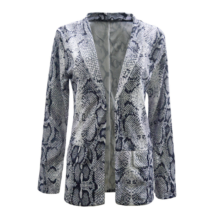 Kvinneblazer med stilige slange mønster og elegant snitt