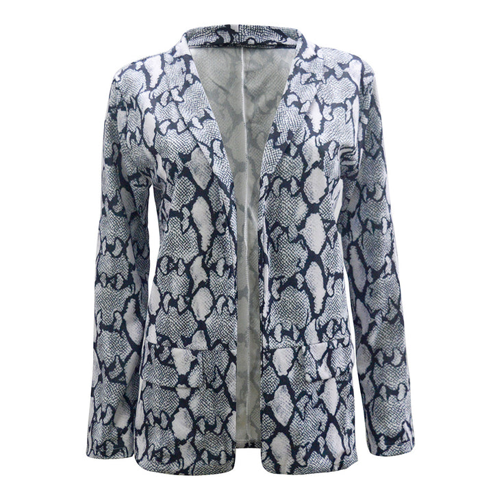 Kvinneblazer med stilige slange mønster og elegant snitt