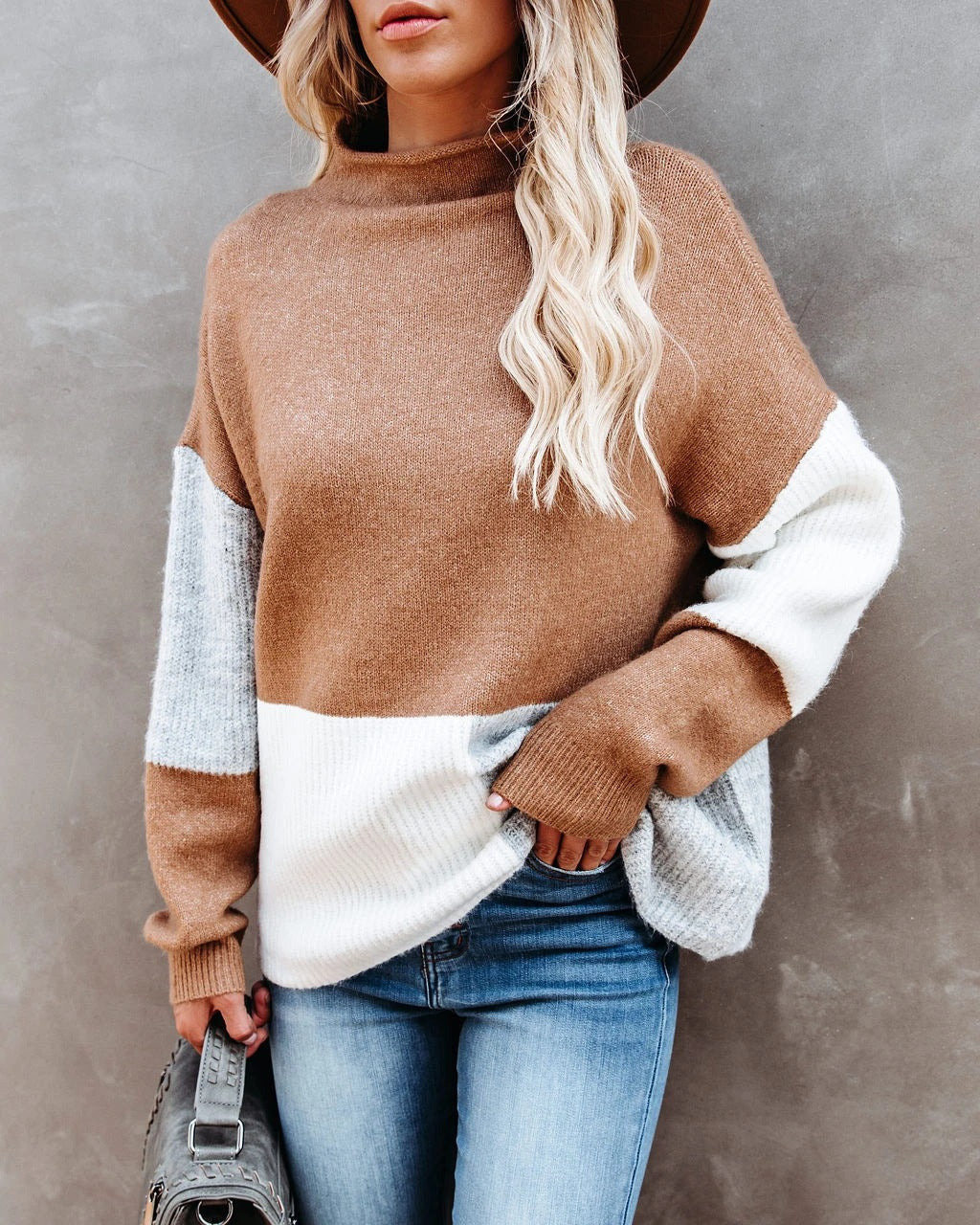 Damer casual genser med fashionable color block-elementer Skjora
