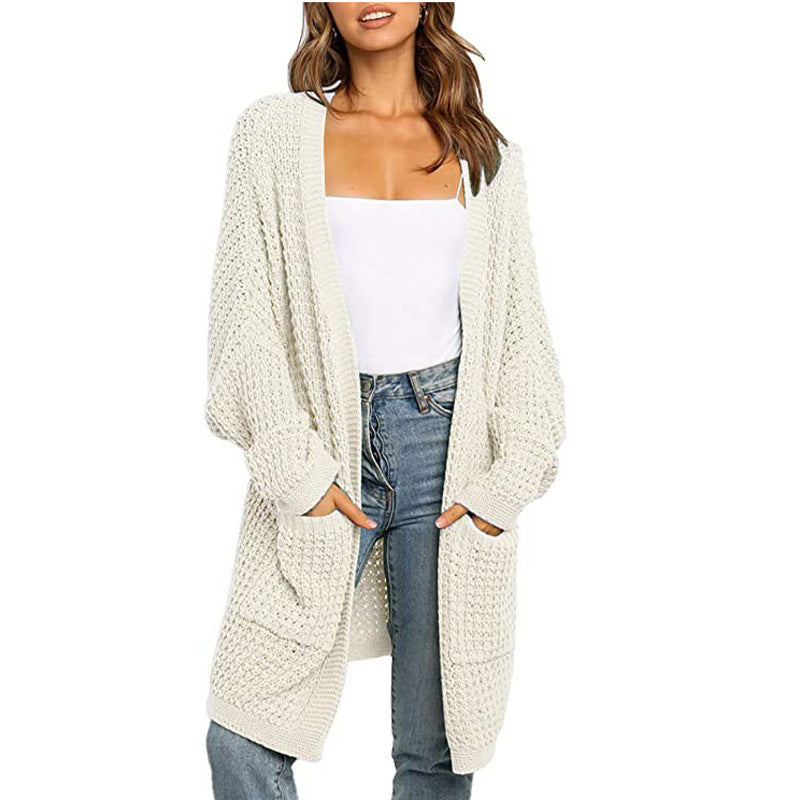 Dame chunky strikket cardigan med praktiske lommer og løs passform Skjora