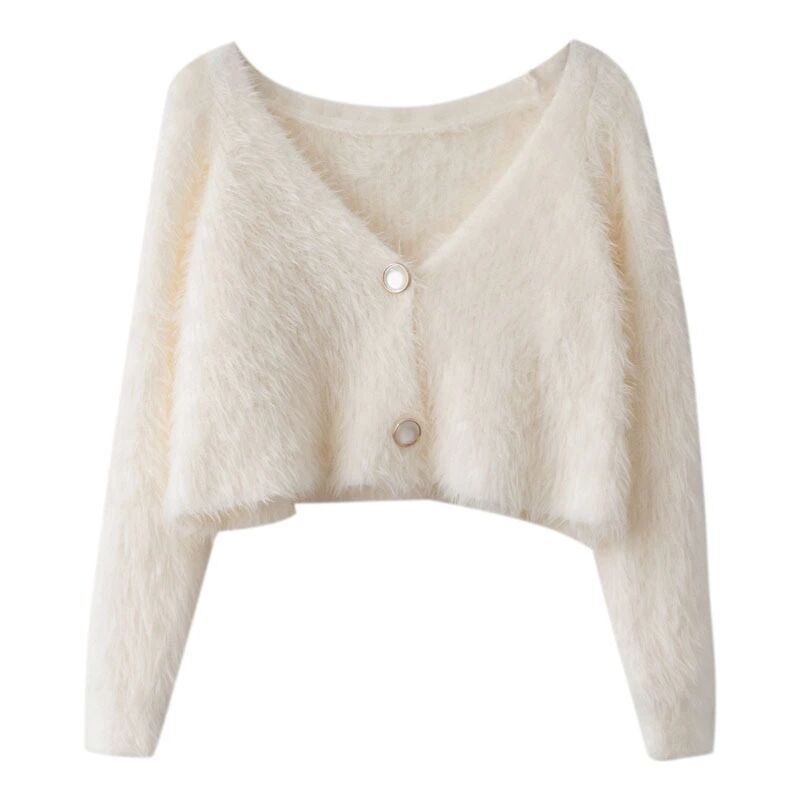 Damer Cozy Cardigan med V-hals og knappedetalj Skjora