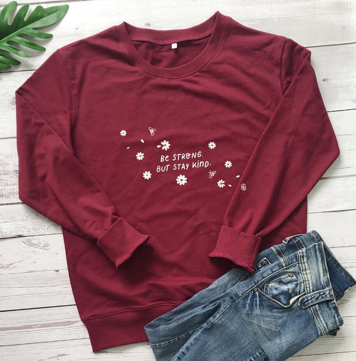 Kvinner sweatshirt med inspirerende budskap og blomsterdesign Skjora