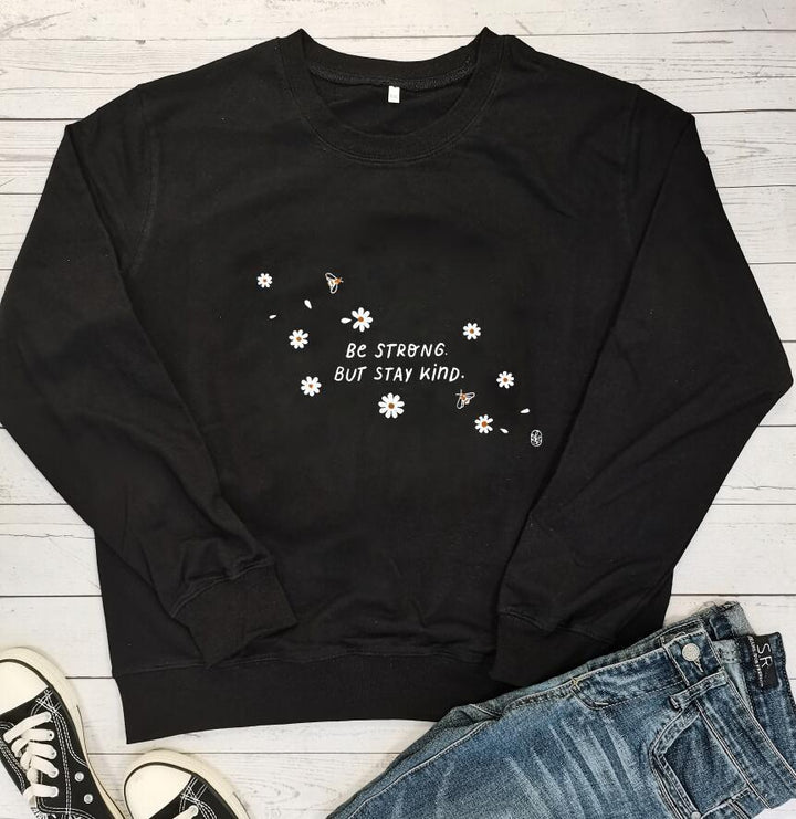 Kvinner sweatshirt med inspirerende budskap og blomsterdesign Skjora