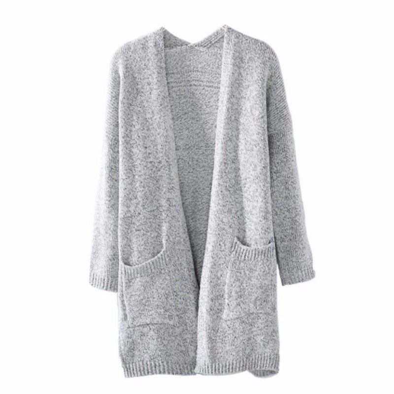 Kvinnes chunky strikket cardigan med romslige lommer og avslappet design Skjora