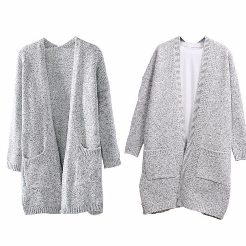 Kvinnes chunky strikket cardigan med romslige lommer og avslappet design Skjora