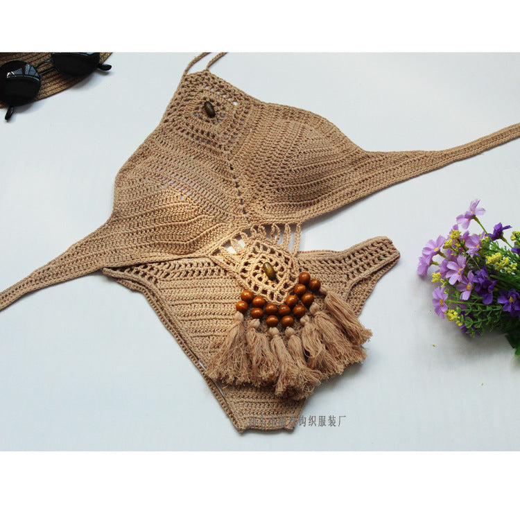 Damen Häkel-Bikini-Set mit einzigartigem Design und Quasten Skjora