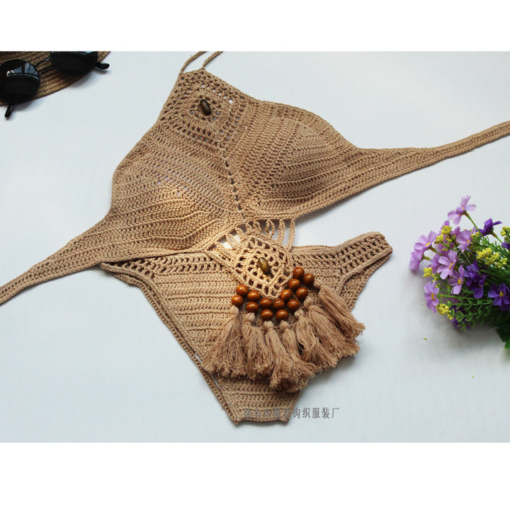 Damen Häkel-Bikini-Set mit einzigartigem Design und Quasten Skjora