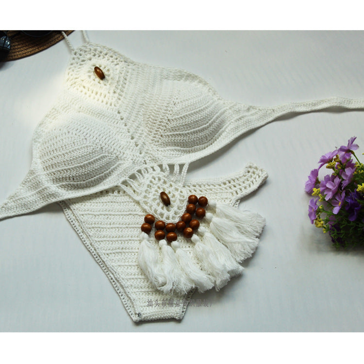 Damen Häkel-Bikini-Set mit einzigartigem Design und Quasten Skjora
