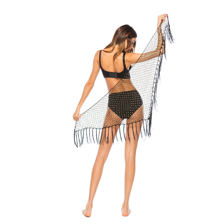 Dame Heklet bikini cover-up med frynsete detaljer og elegante detaljer Skjora