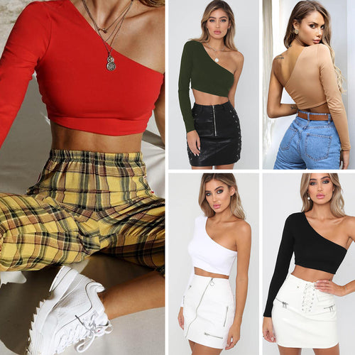 Damer skulderfritt crop-top Skjora