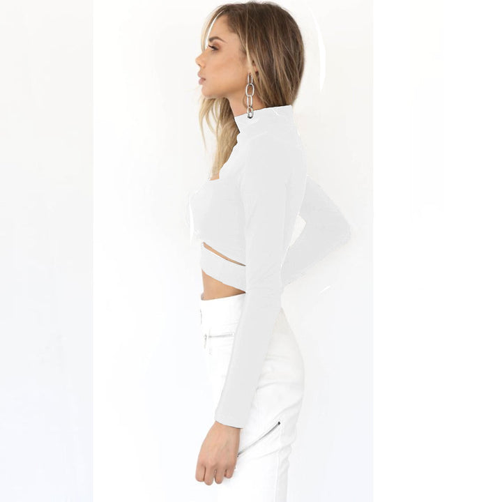 Dame Crop Top med høye hals og cut-outs Skjora