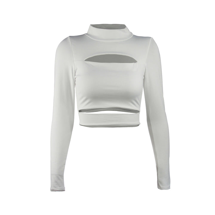 Dame Crop-Top med cut-outs og høyhalsdesign Skjora