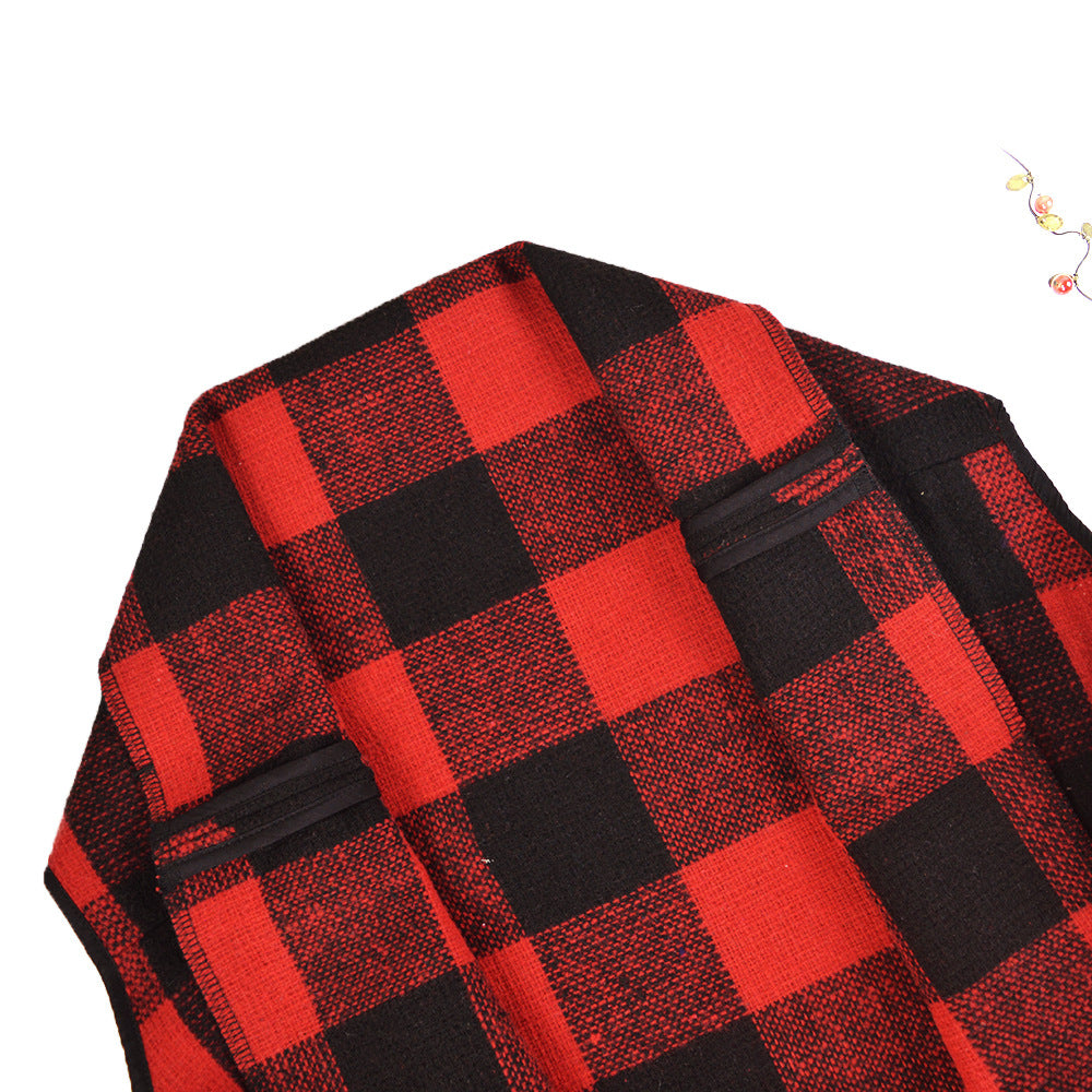 Kvinnenes Lush Rutet Poncho Skjora