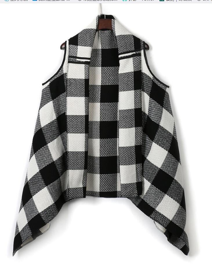 Kvinnenes Lush Rutet Poncho Skjora