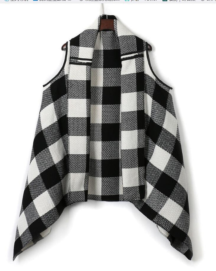 Kvinnenes Lush Rutet Poncho Skjora