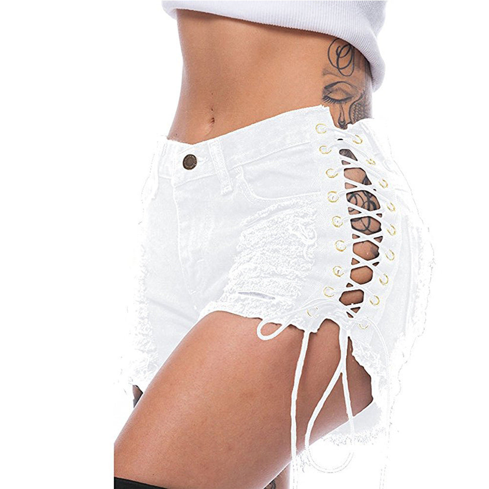 Damer trendy høyt liv shorts med glidelåsdetalj Ravikna