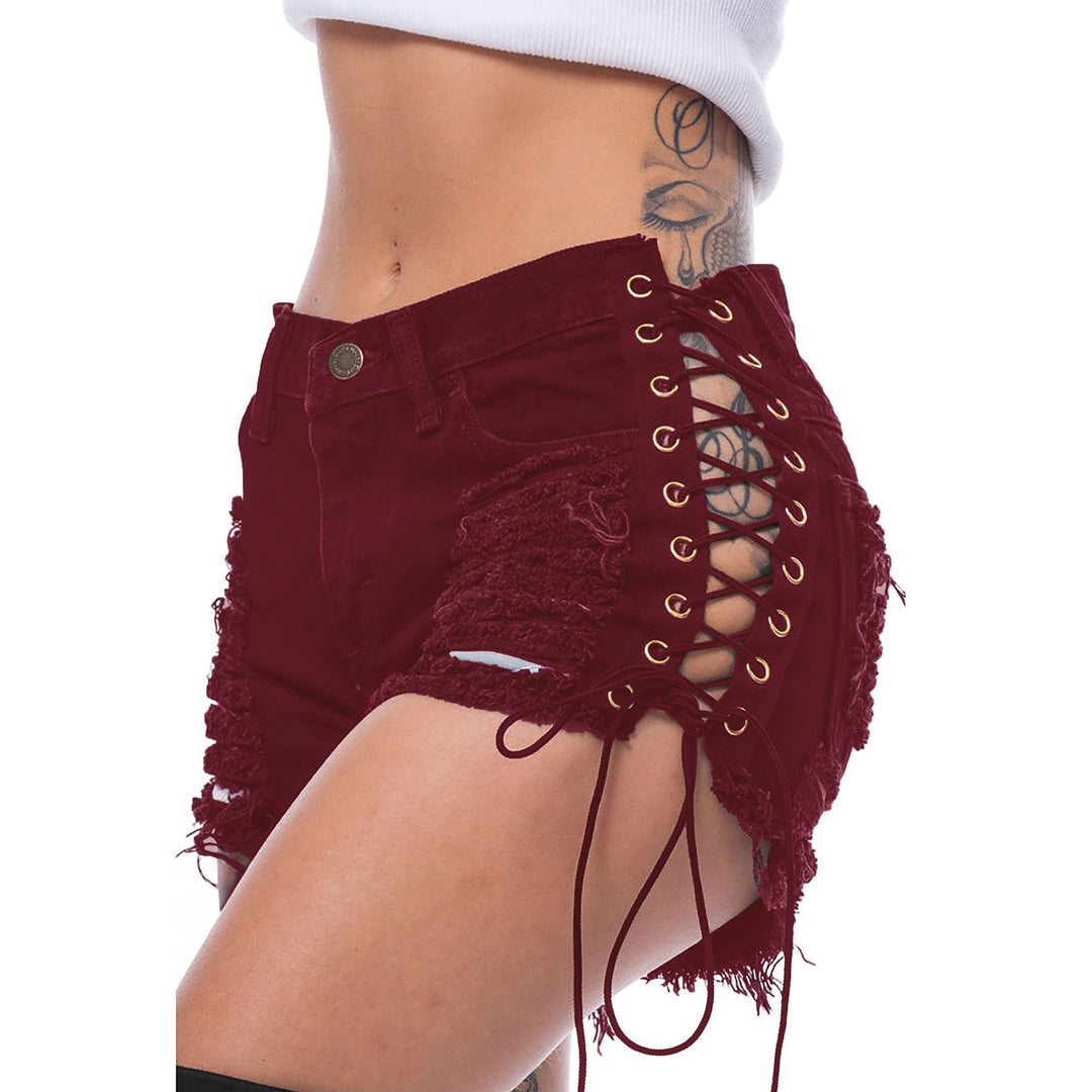 Damer trendy høyt liv shorts med glidelåsdetalj Ravikna