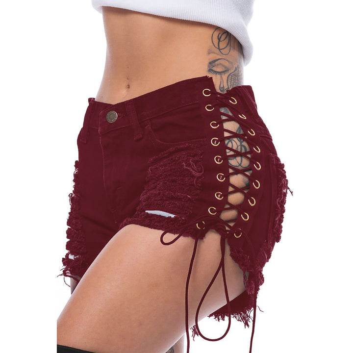 Damer trendy høyt liv shorts med glidelåsdetalj Ravikna