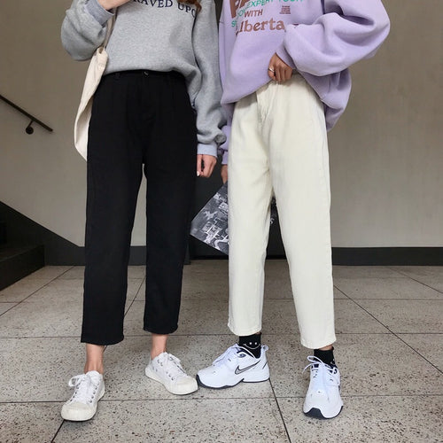 Kvinne Casual Loose Fit Bukser med Oppbrett Hem Skjora