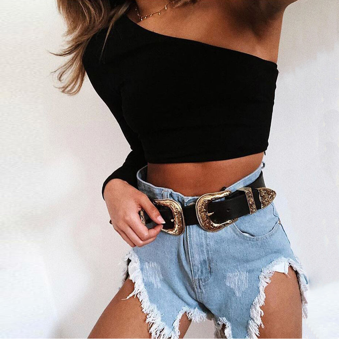 Damer skulderfritt crop-top Skjora