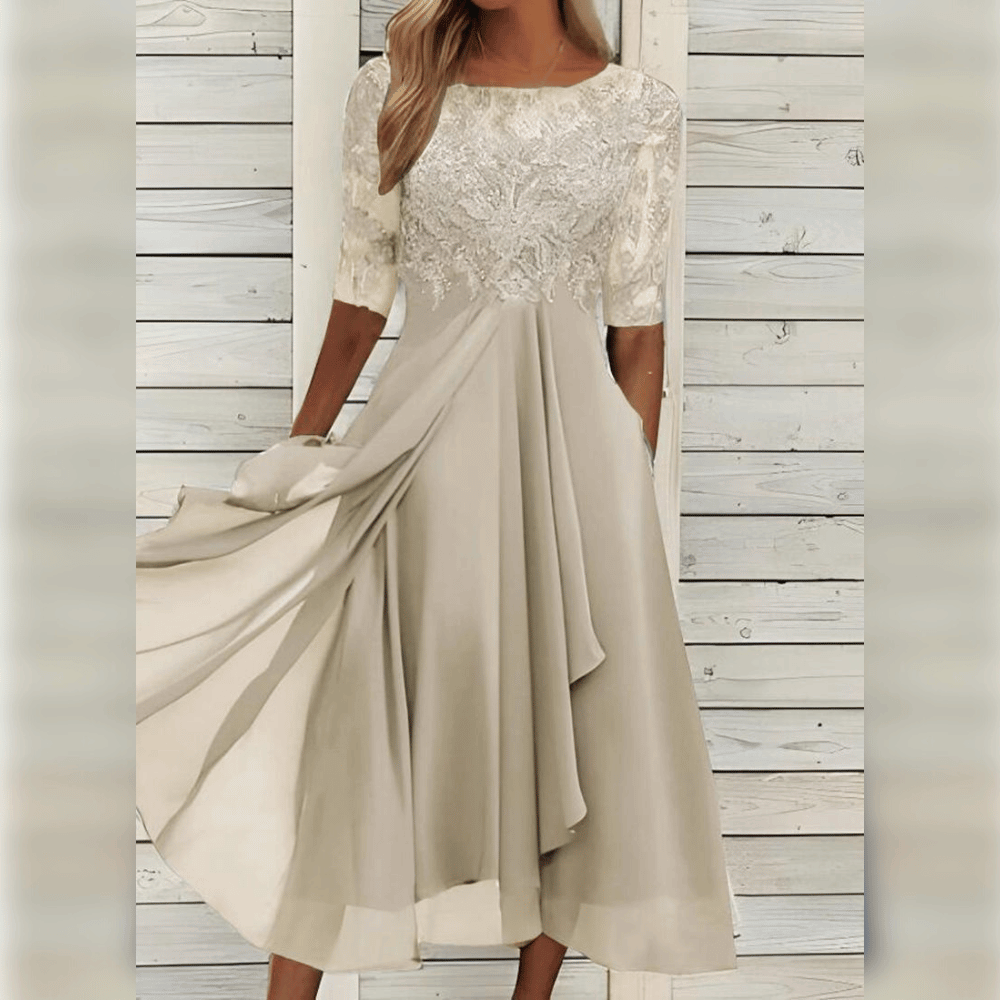 Ravikna | Elegant Midi Kjole Beige