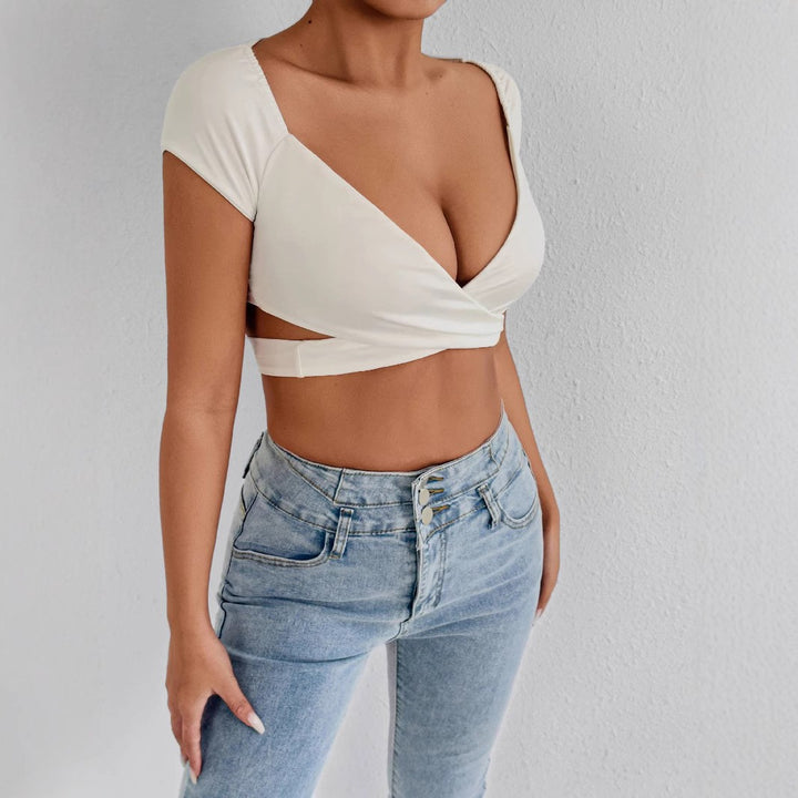Damer Crop-Top med elegant innpakningsdesign Skjora